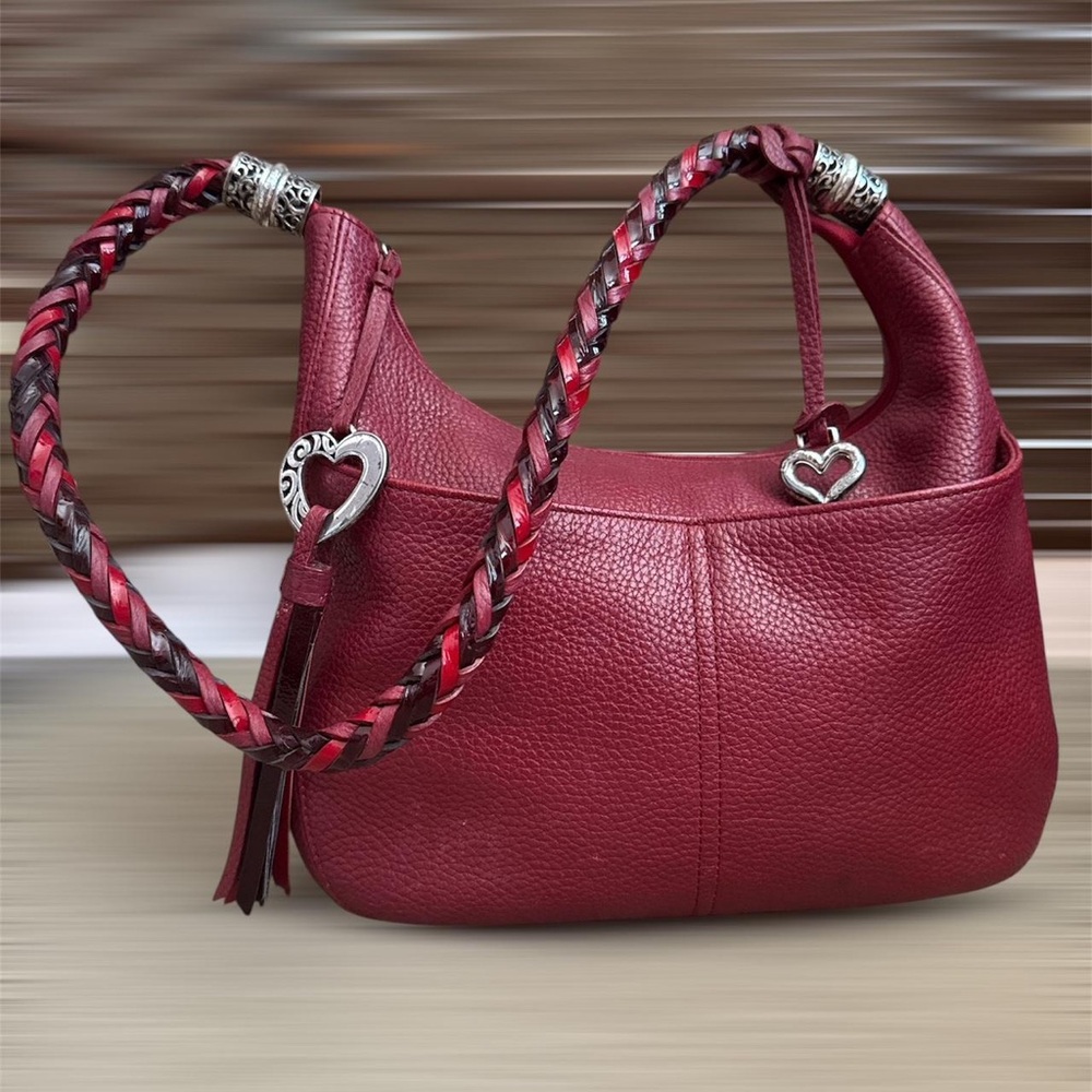 Authentic RARE Brighton Barbados Burgundy Leather Shoulder Bag